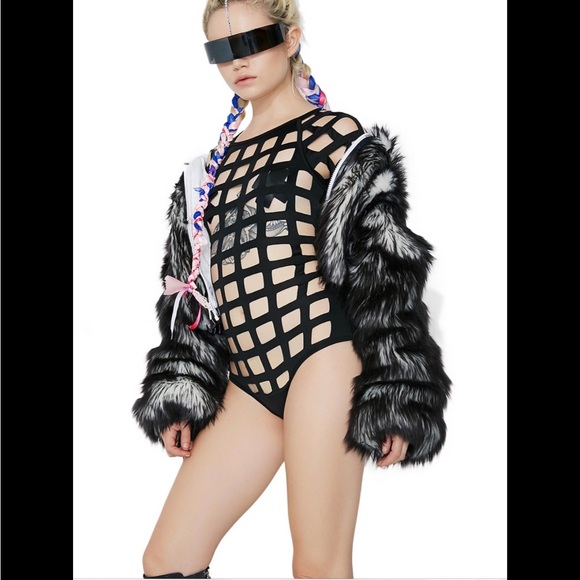 Black cut out caged bodysuit / swimsuit - Picture 4 of 4
